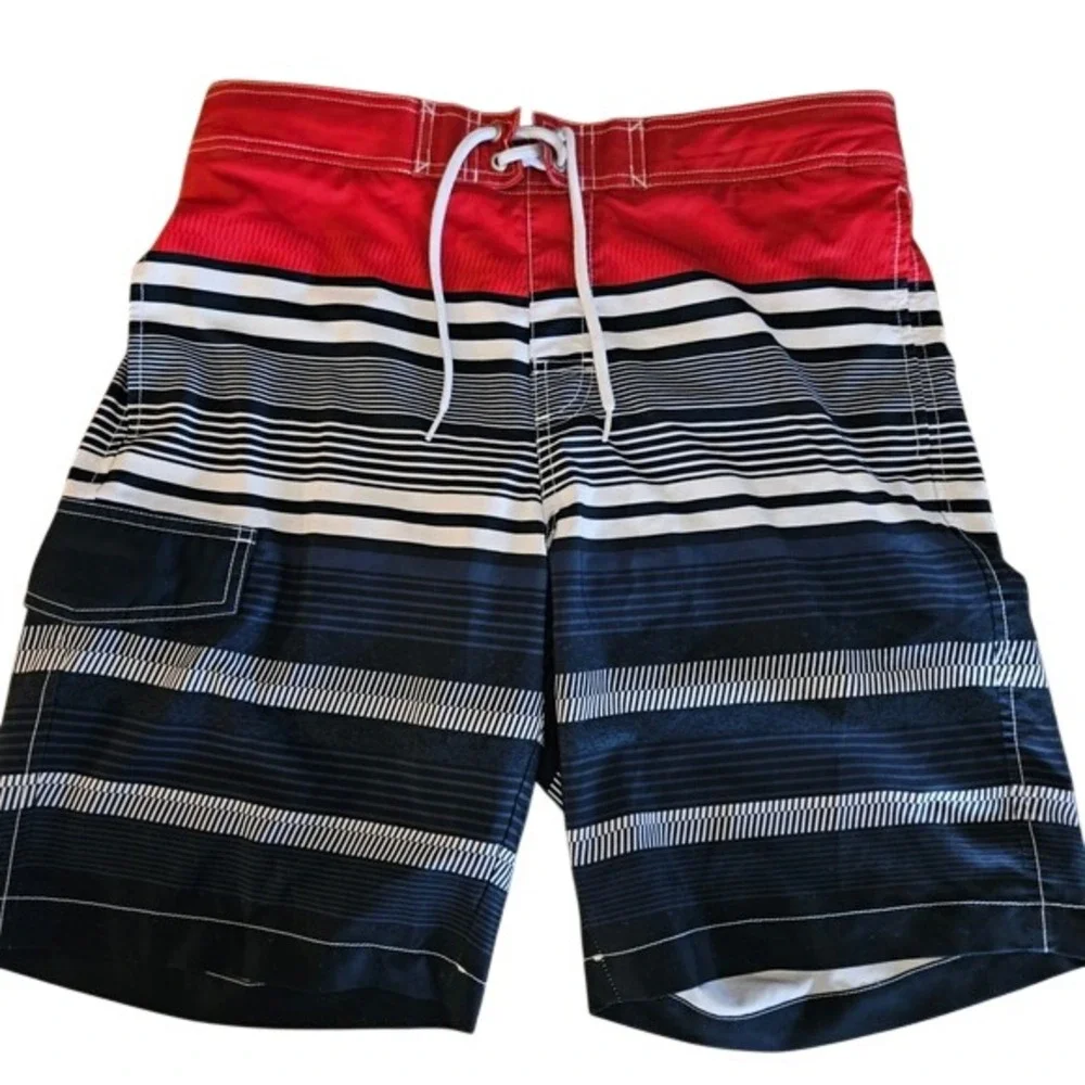 Sonoma Goods For Life Mens Striped Board Shorts Navy Red White Size Medium‎